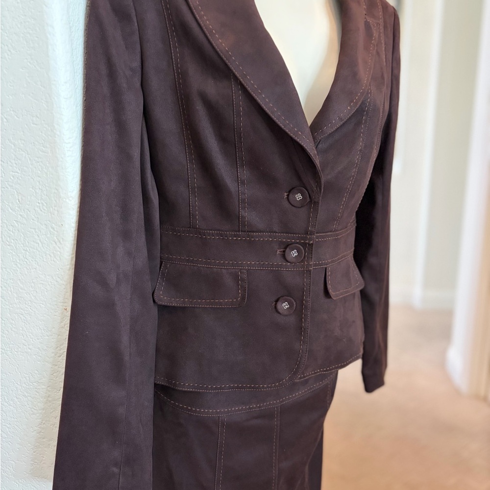 Next Chocolate Brown Suede Two-Piece Skirt Set - Picture 4 of 16